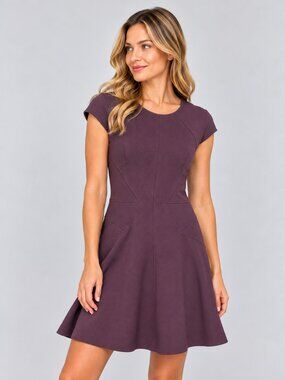 LeLa Rose Purple Plum Fit & Flare Dress Size 14 Made in USA